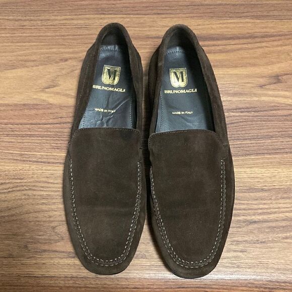 Bruno Magli Encino Casual Vamp Brown Suede Mens Loafers. Size 8 M. - Picture 1 of 8